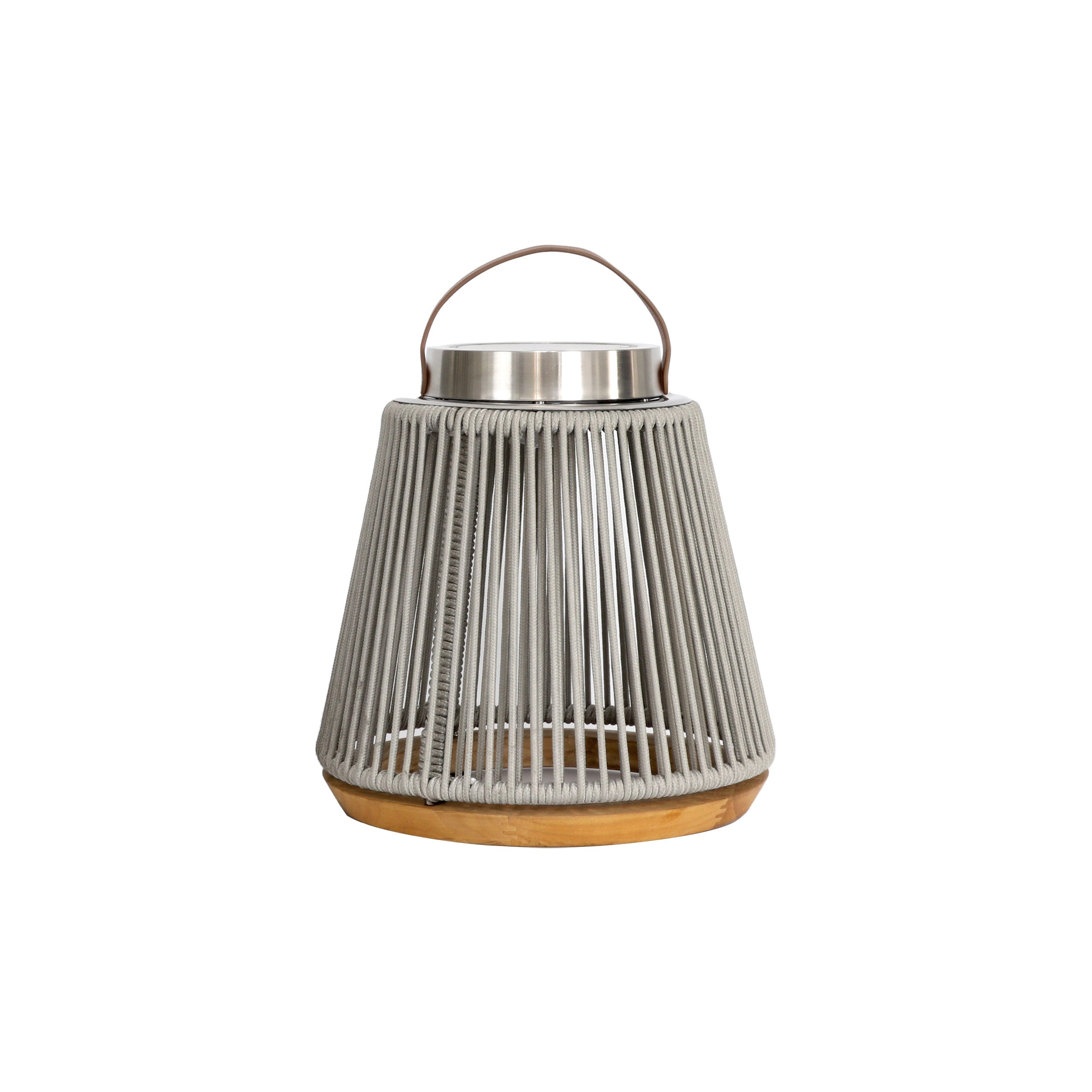 Maze Athena Light Grey Rope Detail Outdoor Solar Lantern Lamp | Small